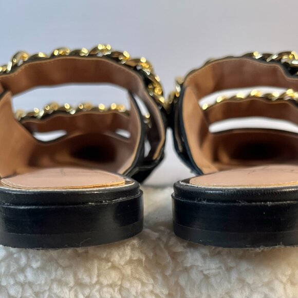 Linea Paolo Aurel Mules | Black Pointed Toe Flats w/ Double Chain | Size 8.5 - Picture 3 of 16